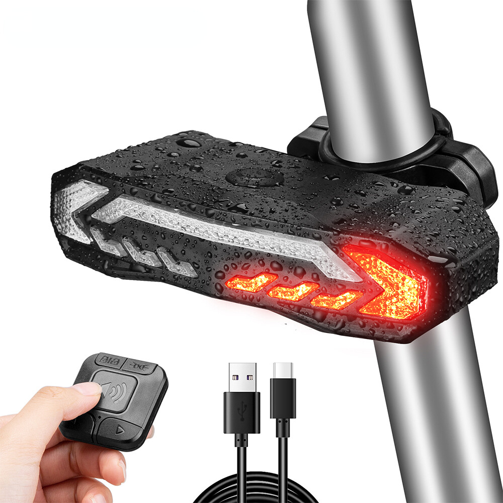 Wireless Remote Control LED Bike Taillight with Turn Signals and Alarm  