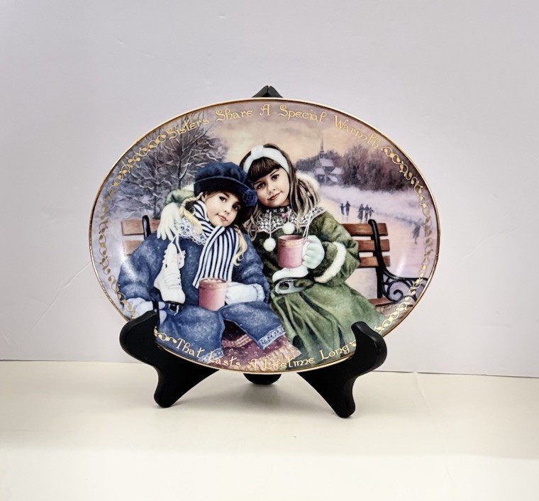 Vintage Plate Sister's Share a Bouquet of Love Plate by Chantel Poulin 1997