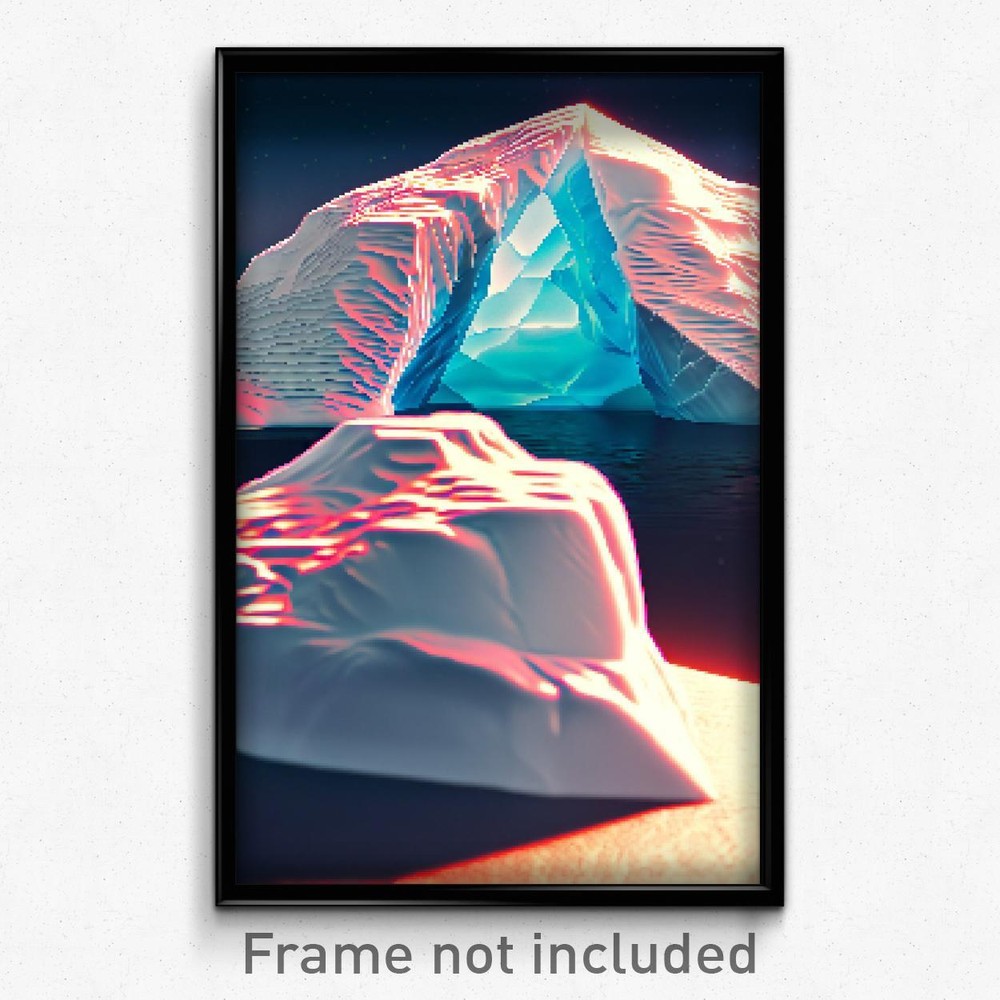 Pixel Art Glossy Iceberg 8 Bit Psychedelic Trippy Gamer Print