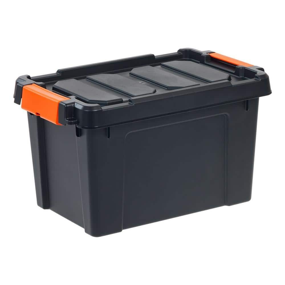 5 Gal Heavy Duty Stackable Storage Tote Bin with Lid Plastic Organizer Box