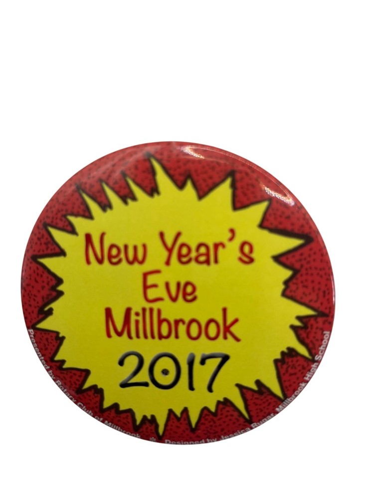 New Years Eve Millbrook 2017 Button Pin Round Collectors Badge A573-image