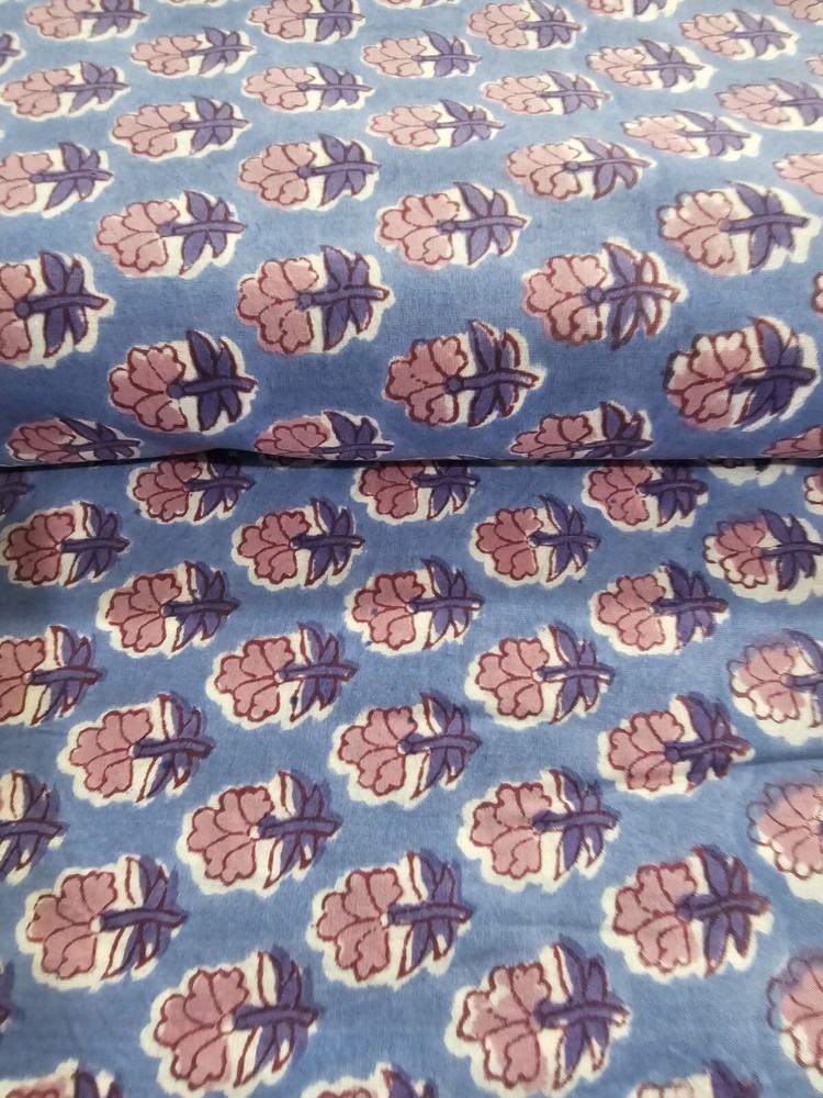 Handmade Cotton Fabric with Traditional Indian Block Prints