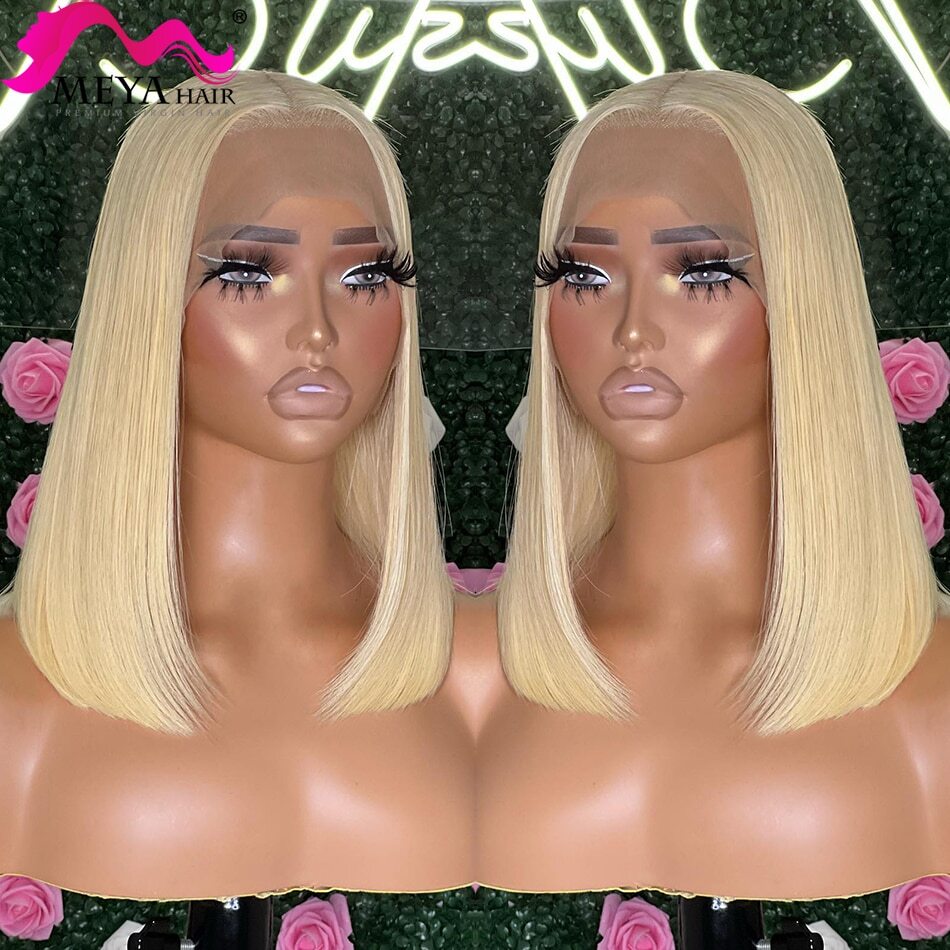 613 Straight Transparent Lace Frontal Short Bob Human Hair Wig Remy Lace