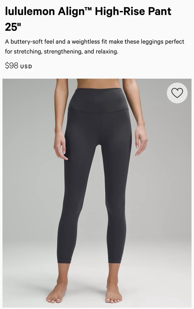 lululemon size 4 high-rise 25