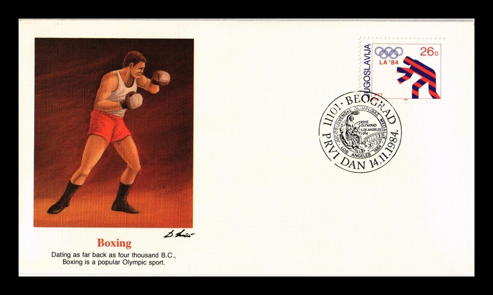 Dr Jim Stamps Yugoslavia Fleetwood First Day Cover 1984 Olympic Boxing