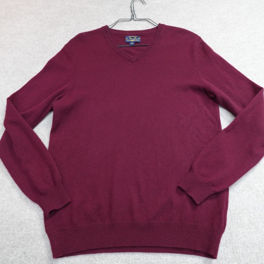 Club Room Sweater Medium Red Cashmere V-neck