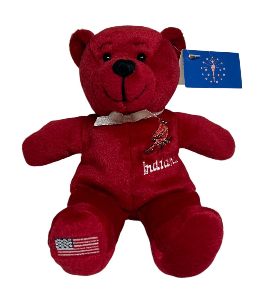 Symbolz Indiana The Hoosier State Beanie Bear Red Plush Teddy 2002 Cardinal