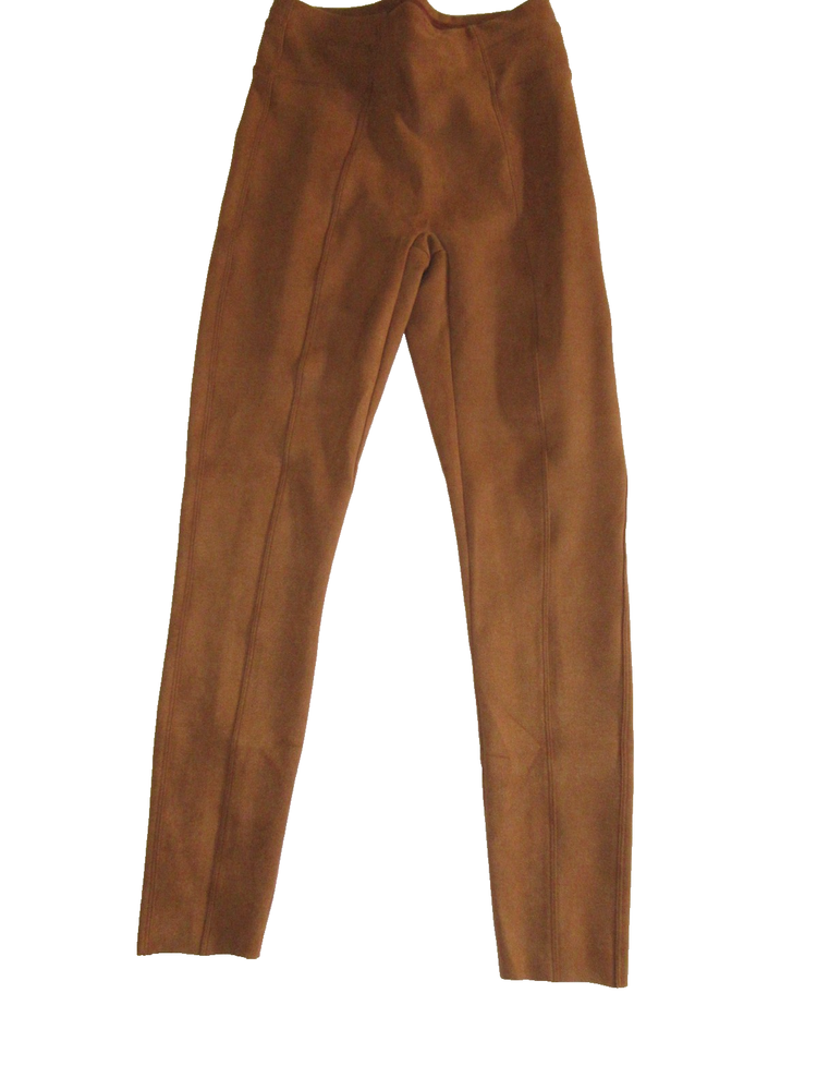 Spanx Brown Faux Suede Leggings Size M Altered Hem Preowned Condition