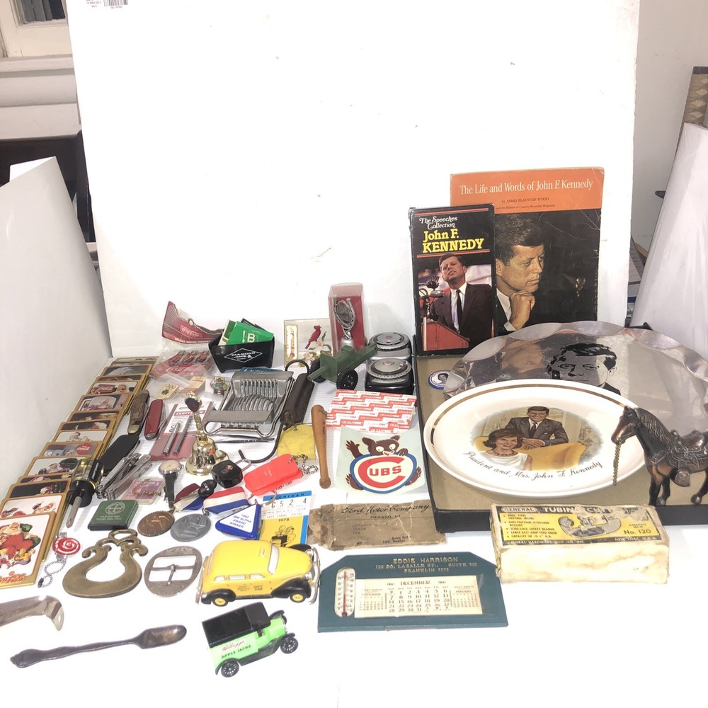 Junk Drawer Lot Of Mixed Vintage Grandpa Items, Politico, Coca-cola Rare