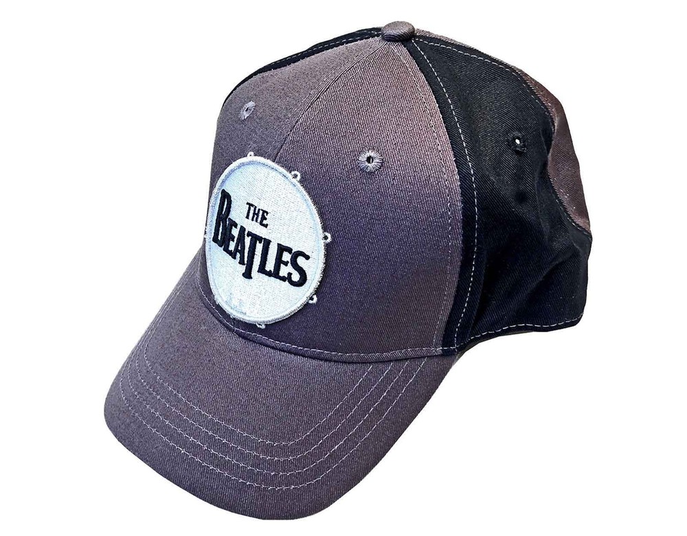 The Beatles Baseball Cap Drum Classic Band Logo Official 2 Tone Grey Strapback