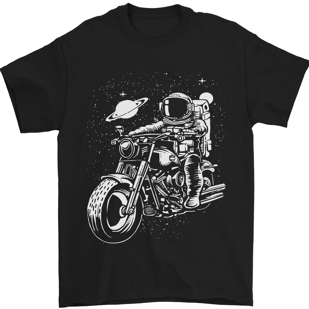 Space Biker Astronaut on a Motorcycle space Mens T-Shirt 100% Cotton