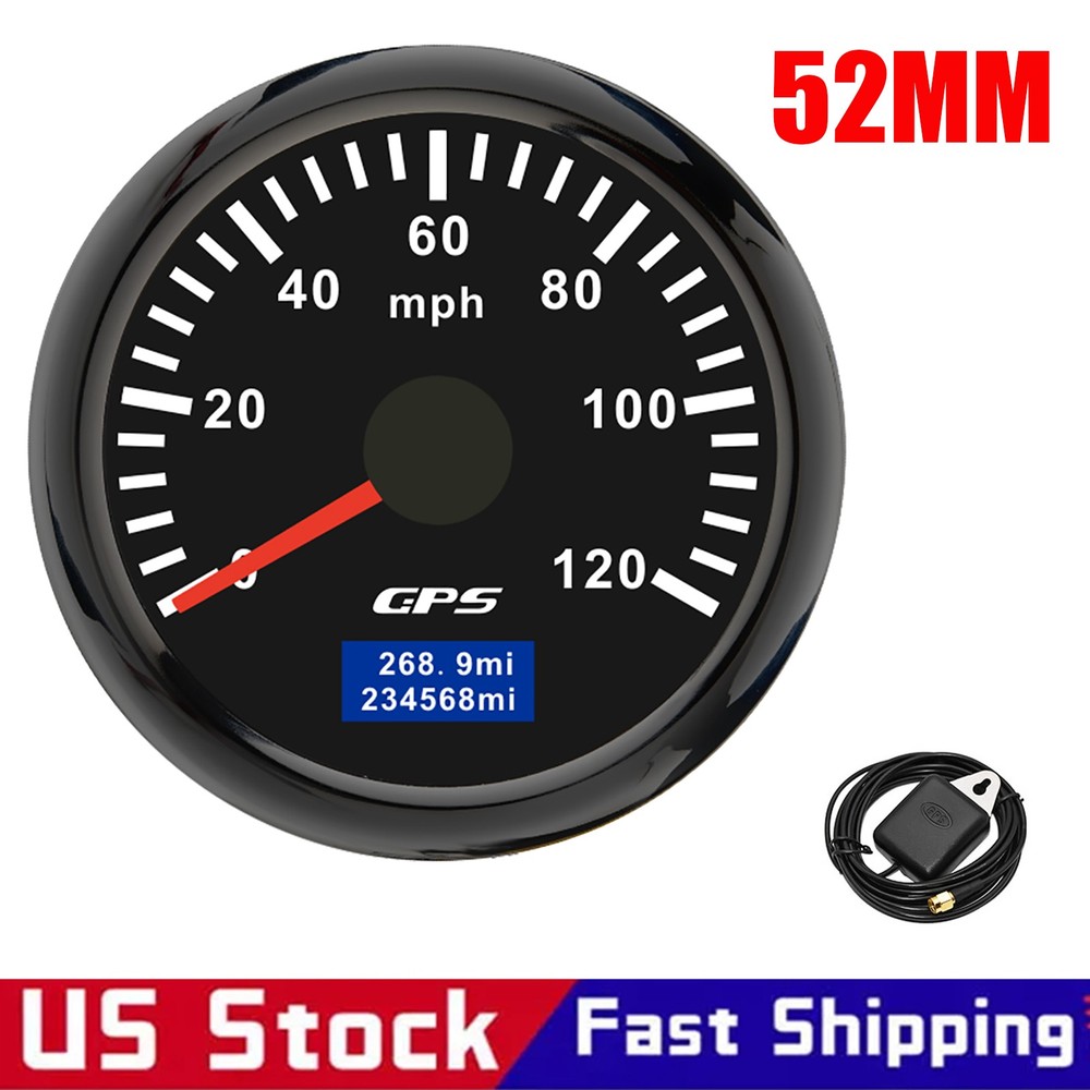 52mm Digital GPS Speedometer 0-120 MPH Odometer Gauge for Marine Boat Car Truck