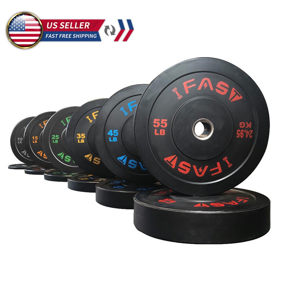 IFAST Olympic Rubber Bumper Weight Plates Plate 2 Inch 10LB/25LB/35LB/45LB/55LB