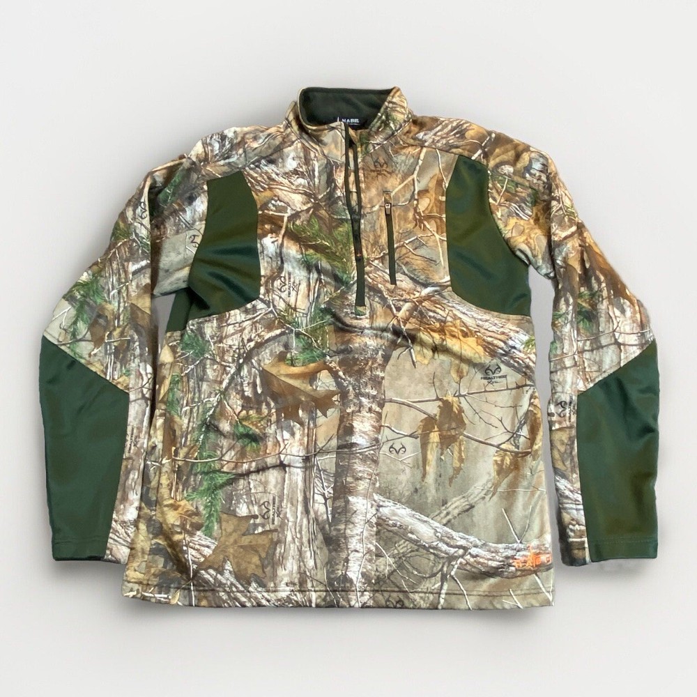 Habit Realtree Xtra Scent Factor Green Camo Camouflage Pullover Top Fleece M