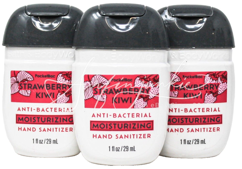 Bath & Body Works Strawberry Kiwi Moist Pocketbac Hand Sanitizer Anti Bac Gel 3p