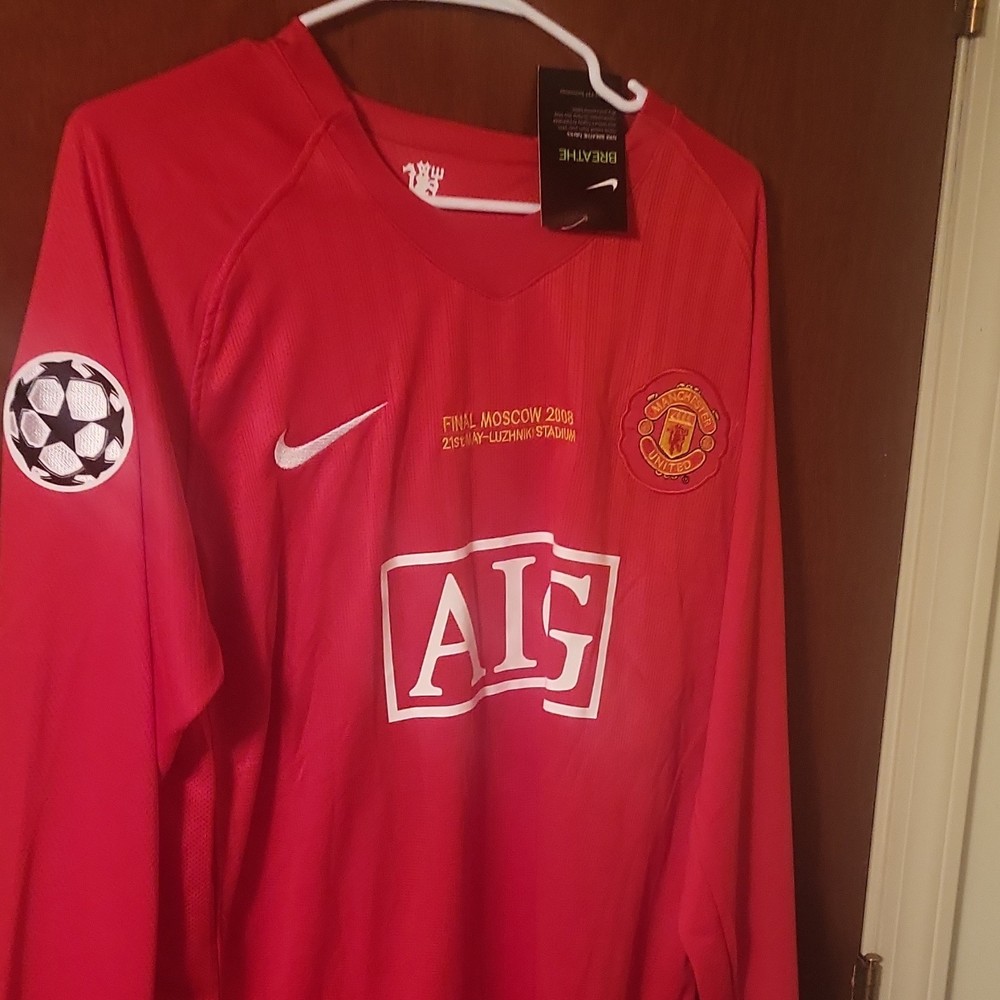Nike Manchester United Ronaldo 7 Red Soccer Jersey Final Moscow 2008