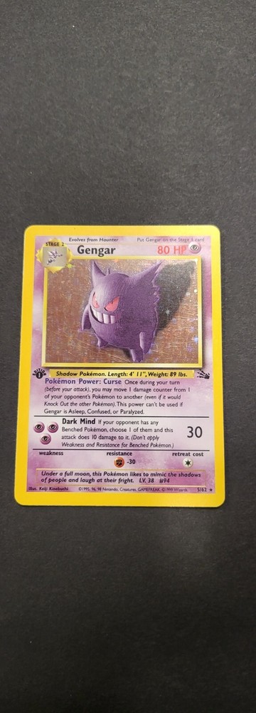 Gengar Holo 1st Edition Fossil 5/62 Rare Pokemon Card