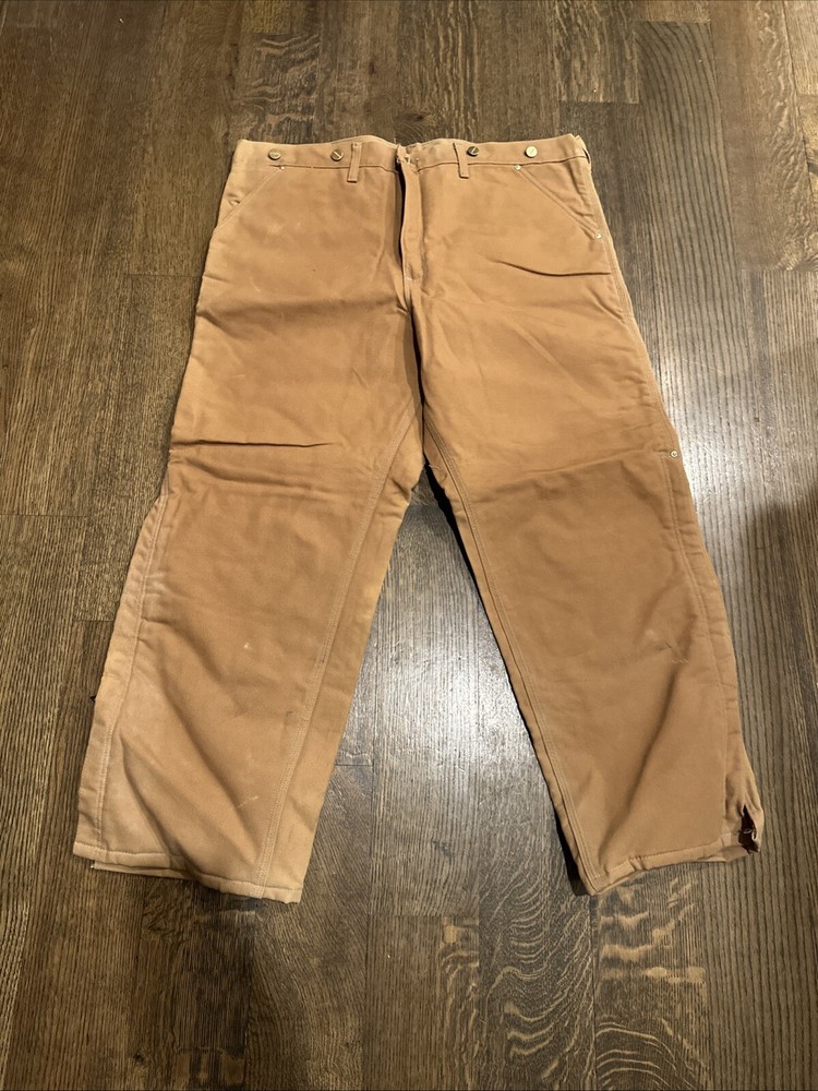 Vintage Carhartt Duck Canvas Quilt Line Insulated Pants WQ106 fit 42x30 USA made