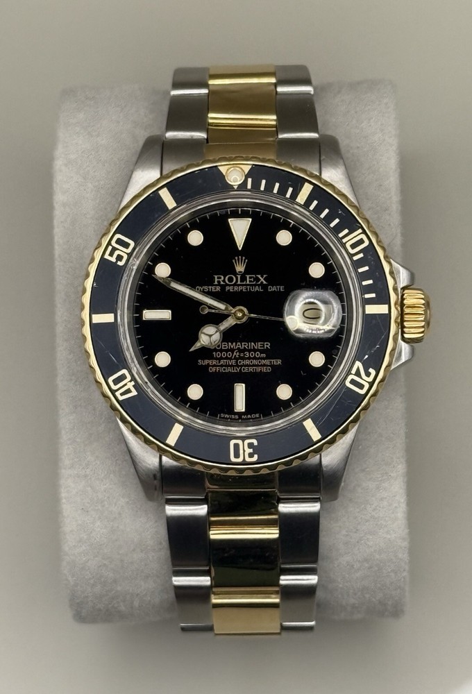 Rolex Submariner Two Tone Black Dial 40mm 16803!