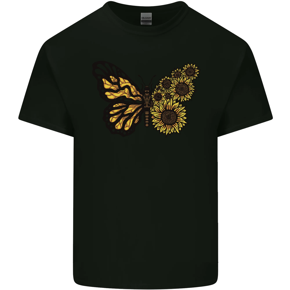 A Sunflower Butterfly Mens Cotton T-Shirt Tee Top