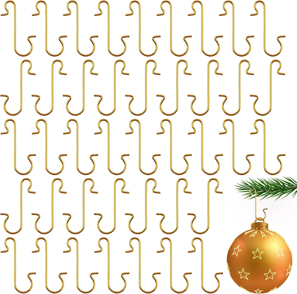 100 Gold Ornament Hooks for Christmas Tree Decorations