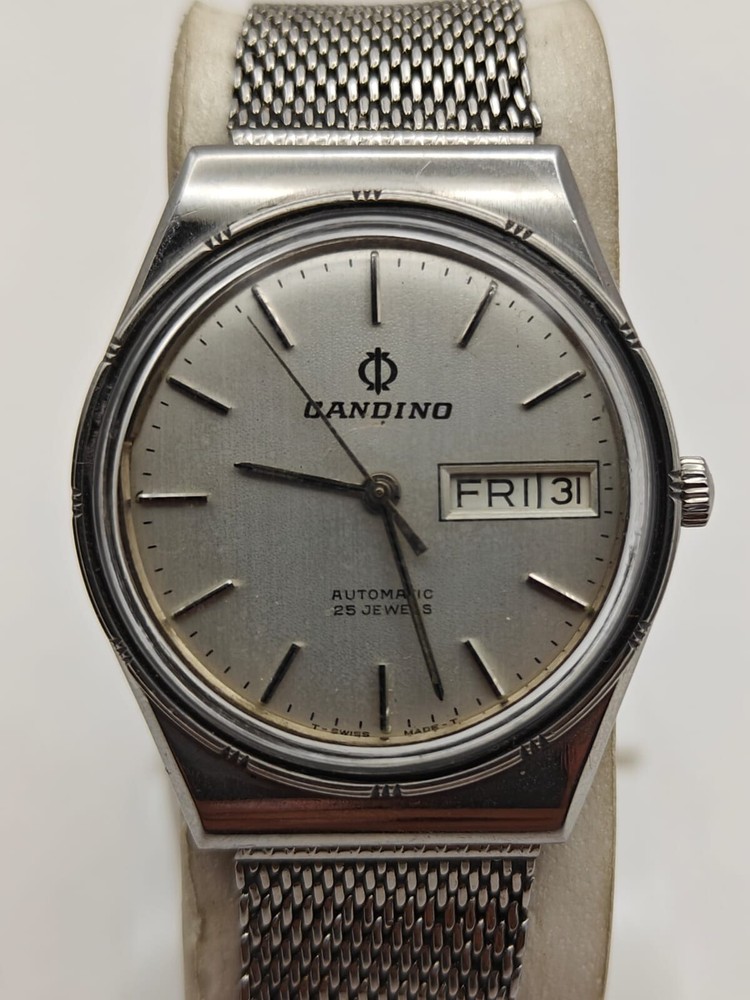 Authentic Candino Automatic 25 Jewels White Dial Day Date Swiss Men's Watch