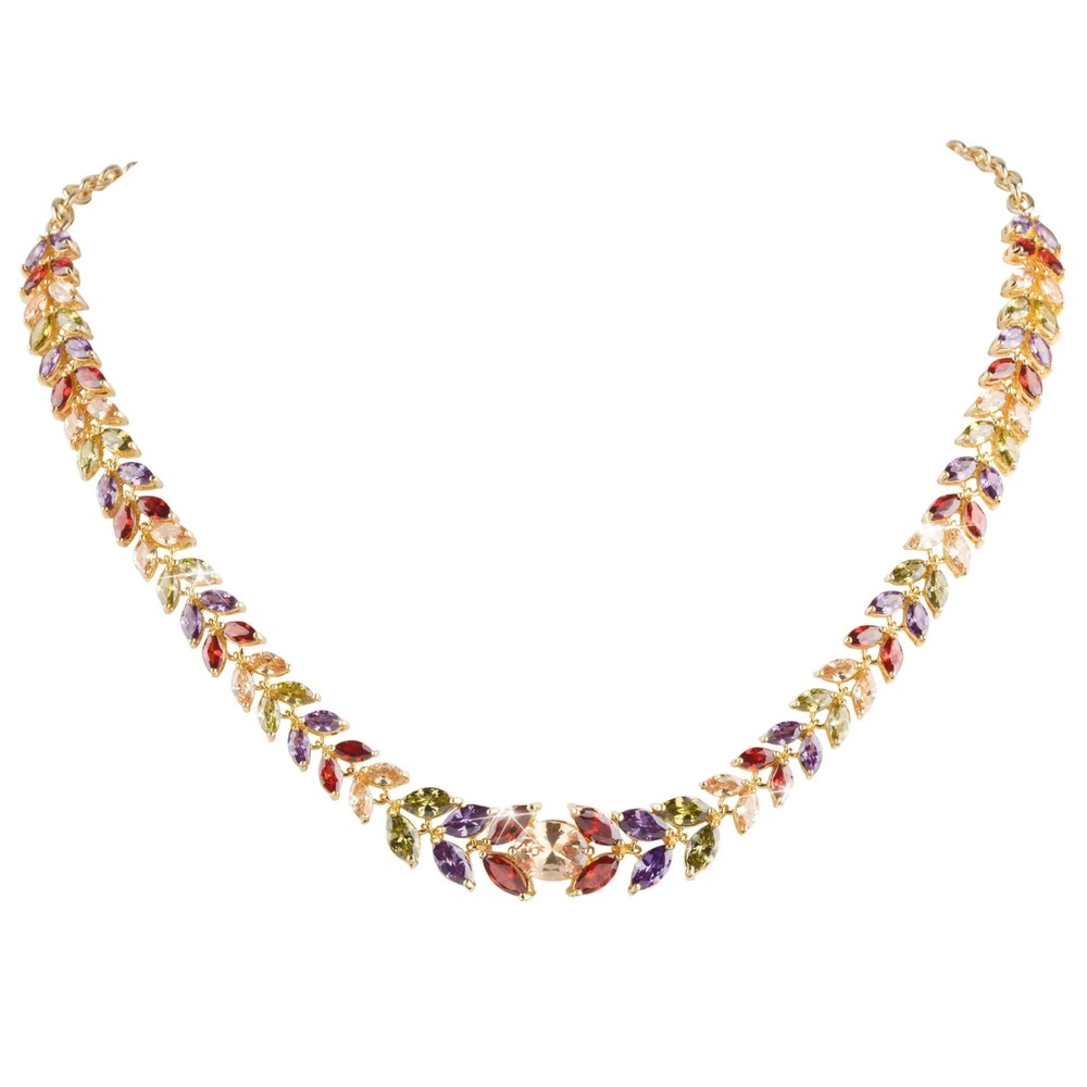 20ct Marquise Cut Multi-Stone Simulated Tennis Necklace in 14k Gold Plated