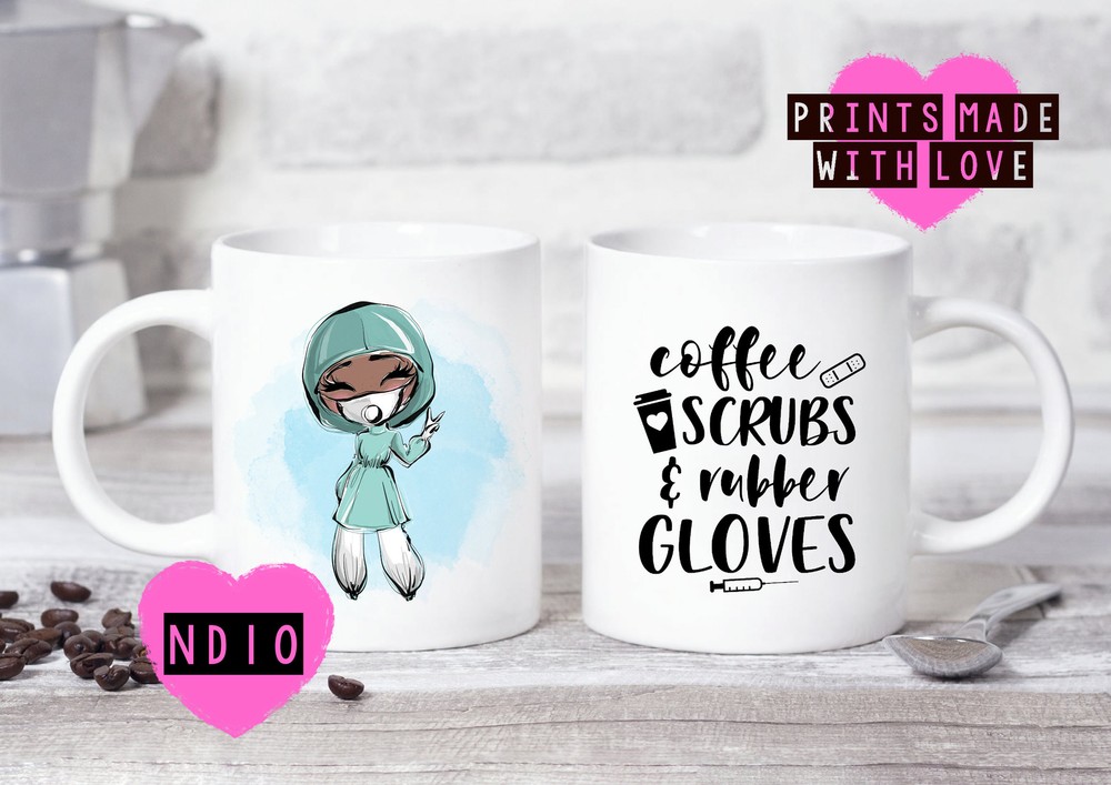 Nurse Gift Nurse Mug Personalised Coffee Scrubs & Rubber Gloves Friend Gift