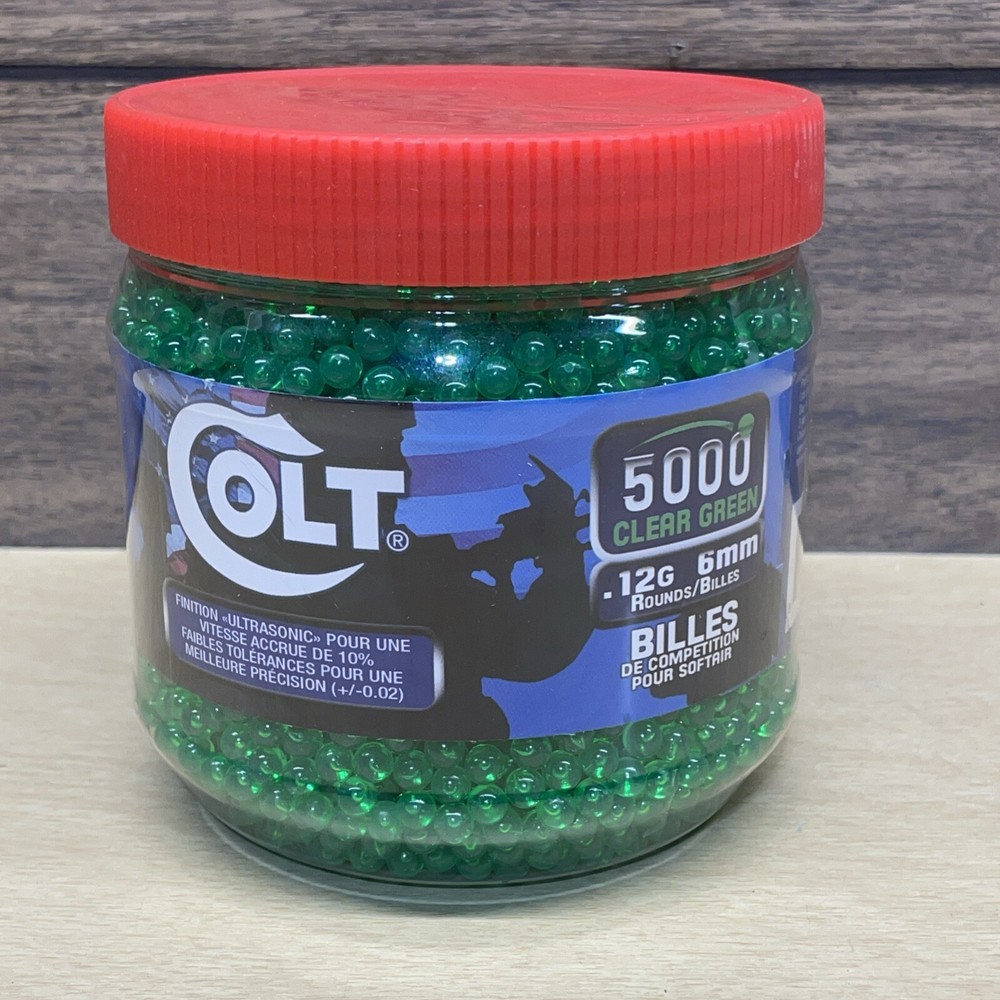 Colt 5000 Clear Green Competition Grade Airsoft BBs .12g Rounds 6mm Billes OPEN