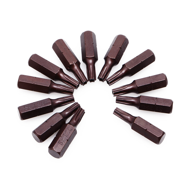 12Pcs T20 1/4-Inch Hex Shank Torx Security Screwdriver Bits 25mm with Hole  