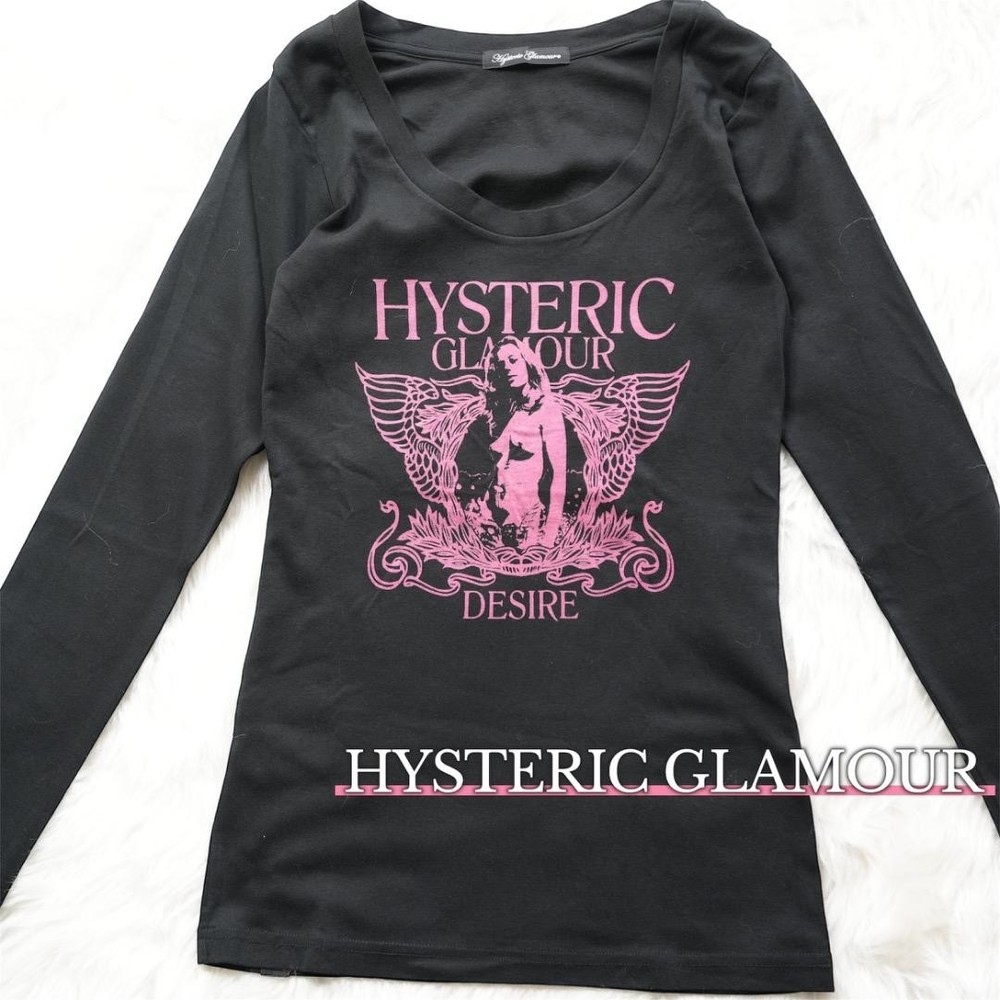 Hysteric Glamour His Girl Print Long Sleeve T-Shirt Black Free Size Near Mint
