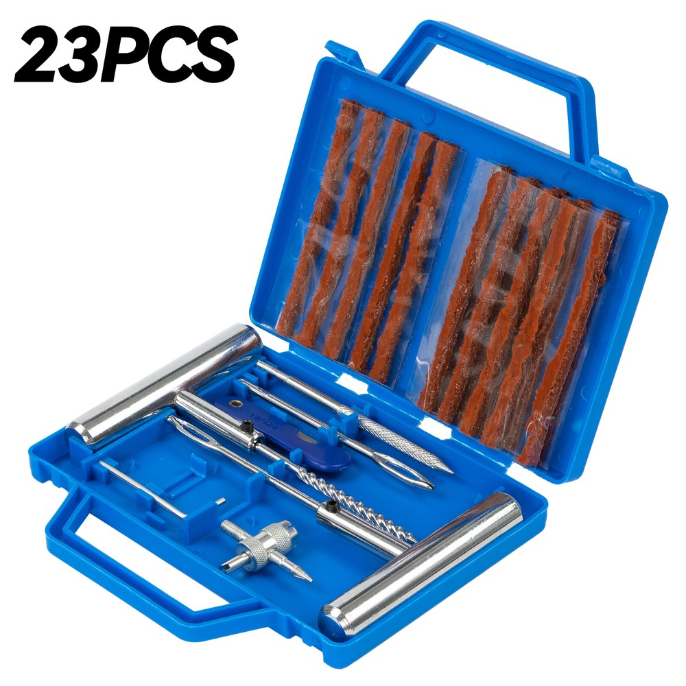 23Pcs Tire Repair Tool Kit Flat Pro Heavy Duty Car Truck Motorcycle Plug Patch