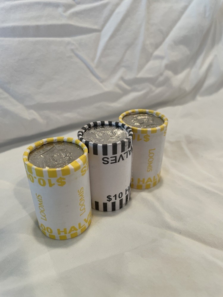 3 Rolls Half Dollar Coins $30 FV bank sealed Loomis/ Brinks 60 Coins US Currency