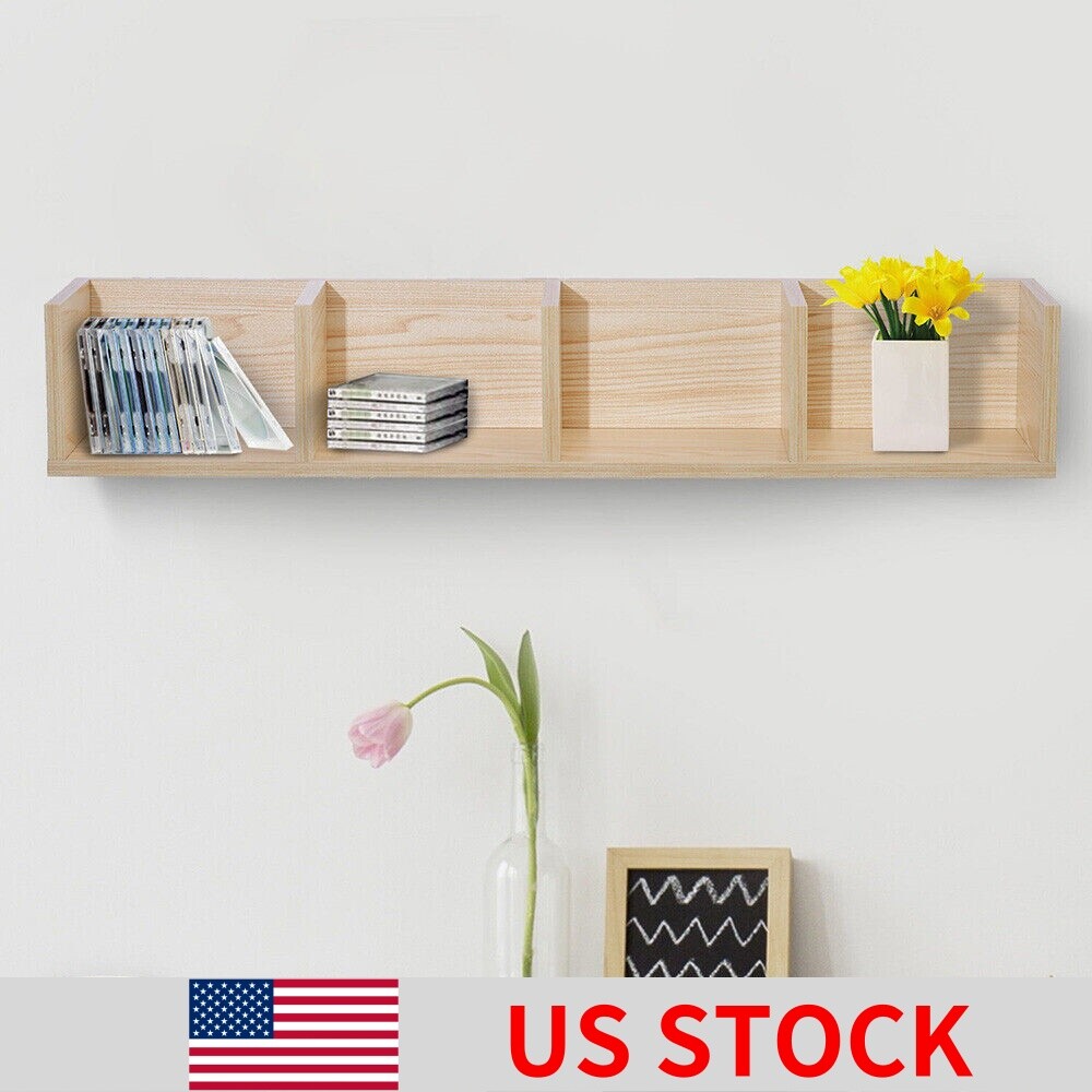 4 Cube Wall Mount Storage Shelf CD/DVD Media Video Rack Unit Bookshelf Organizer