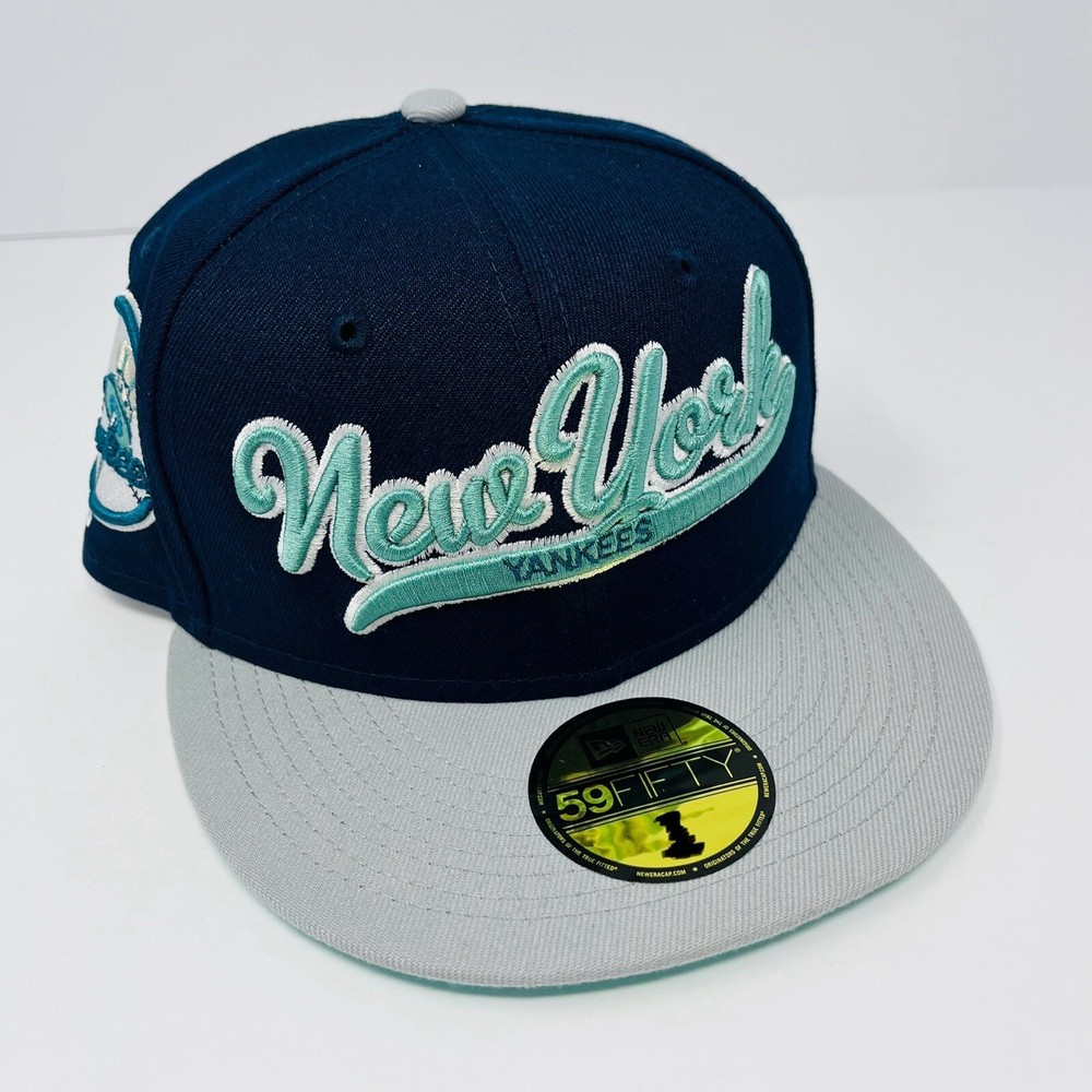 New Era 59FIFTY New York Yankees Mens Fitted Hat Cap Size 7 Blue Gray Teal