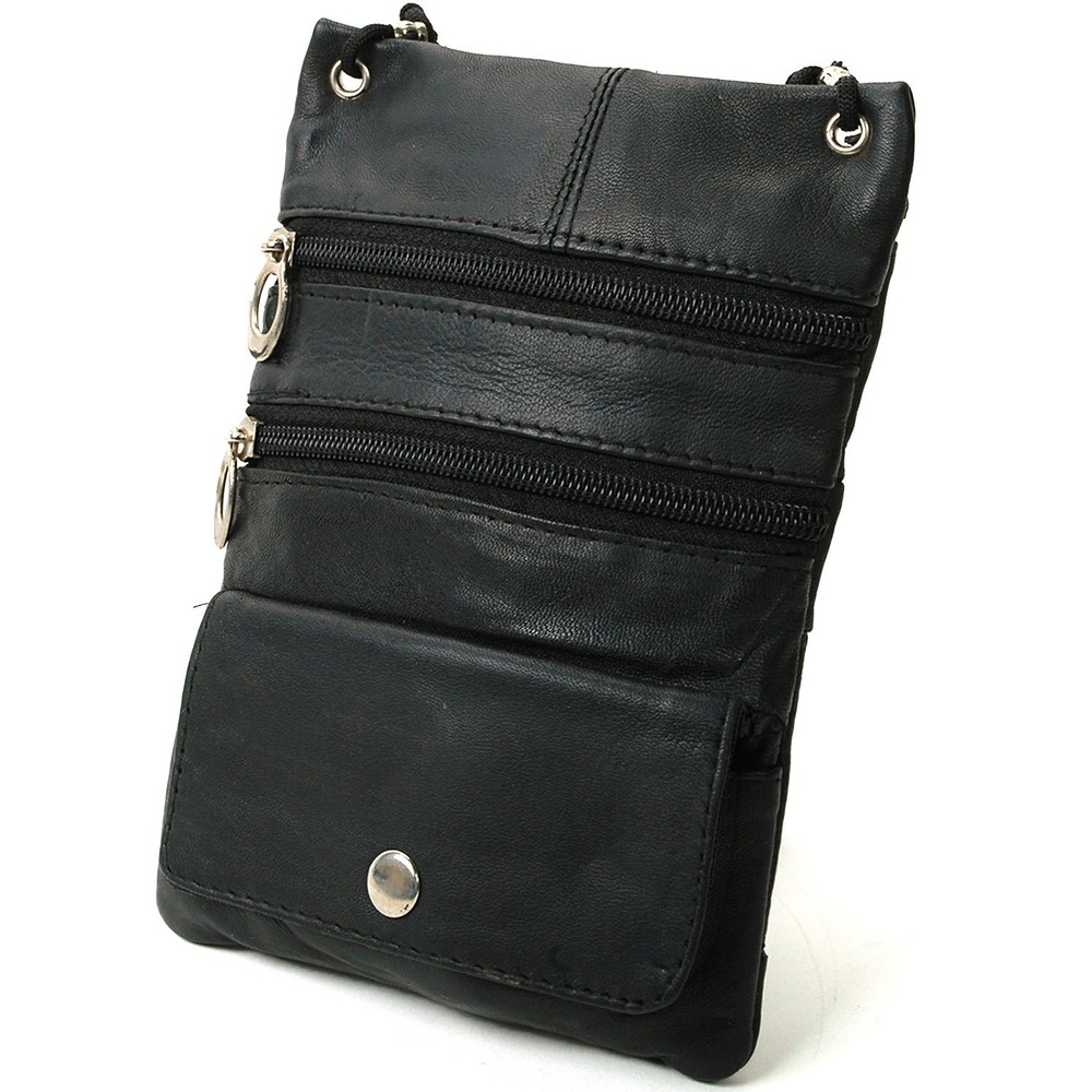 Soft Leather Purse Organizer Shoulder Bag 4 Pocket Micro Handbag Travel Wallet