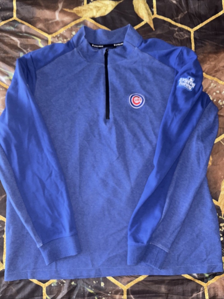 LEVELWEAR CHICAGO CUBS Men’s Size XL 1/2 Zip Performance Pullover Blue Golf