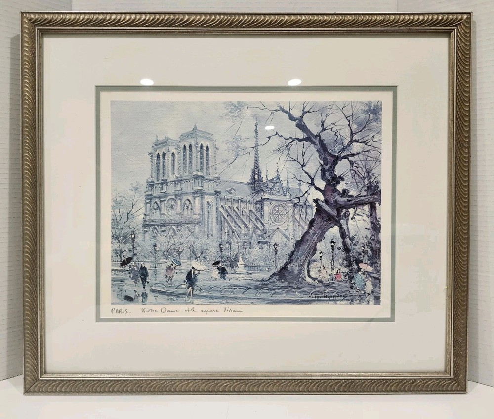 Notre Dame Paris, France Print by Maurice Legendre Vintage Framed & Matted