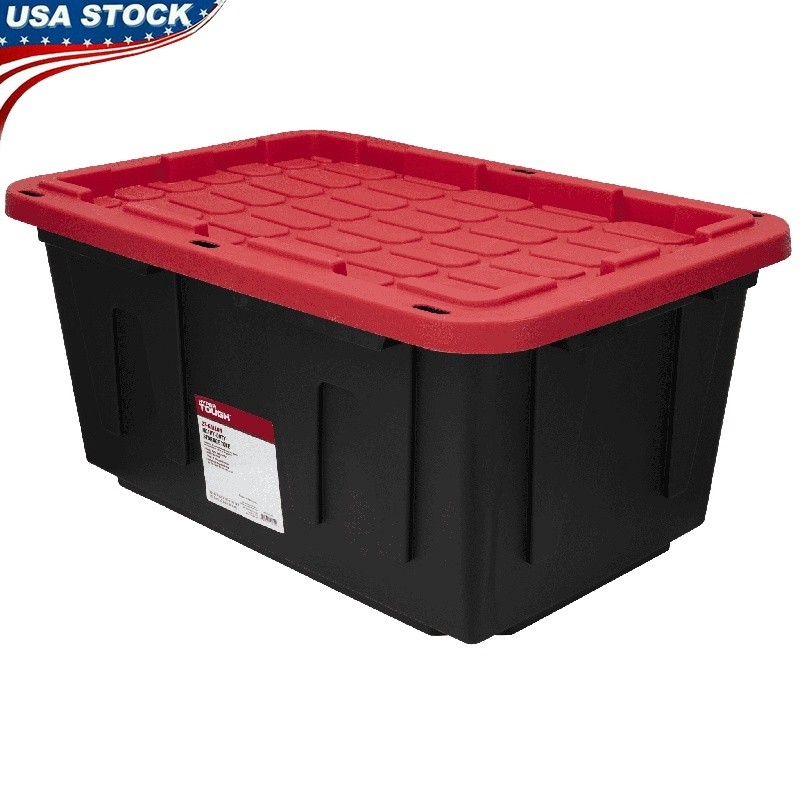 27 Gallon Plastic Storage Bin W/ Lockable Snap Lid Organizing Gear Tools Toys US