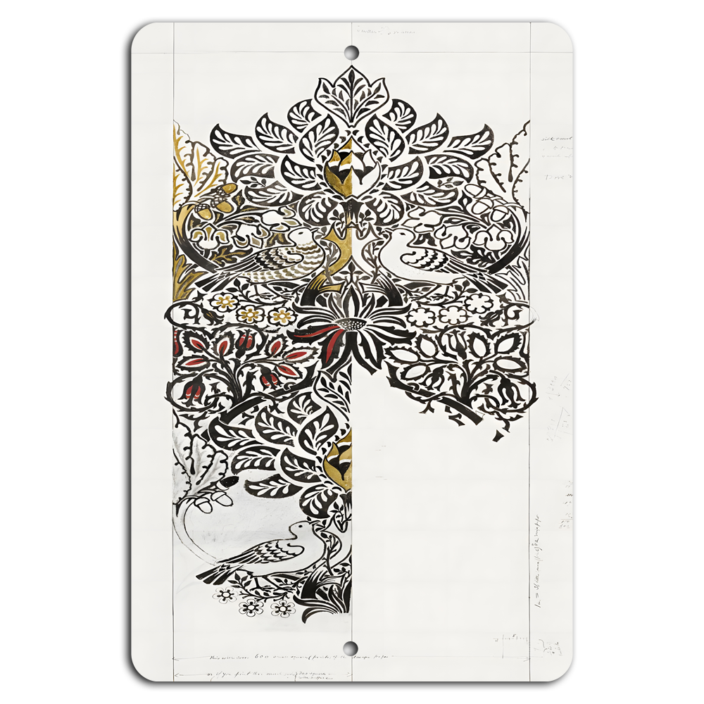 Elegant Art Deco Nature Tapestry Featuring Birds and Blooming Florals