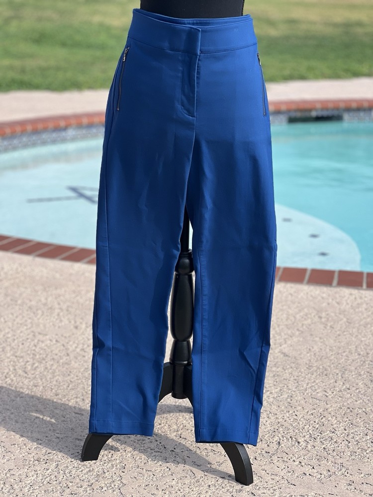 LOFT Pants Women’s 14 Blue Ankle Marisa Skinny Zip Pockets Stretch Cotton Blend