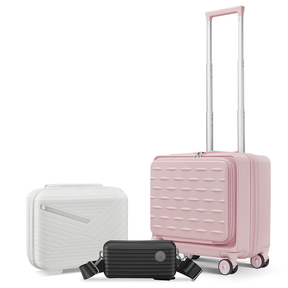 18-Inch Carry-On Luggage with Laptop Compartment, Crossbody & Cosmetic Bags Included
