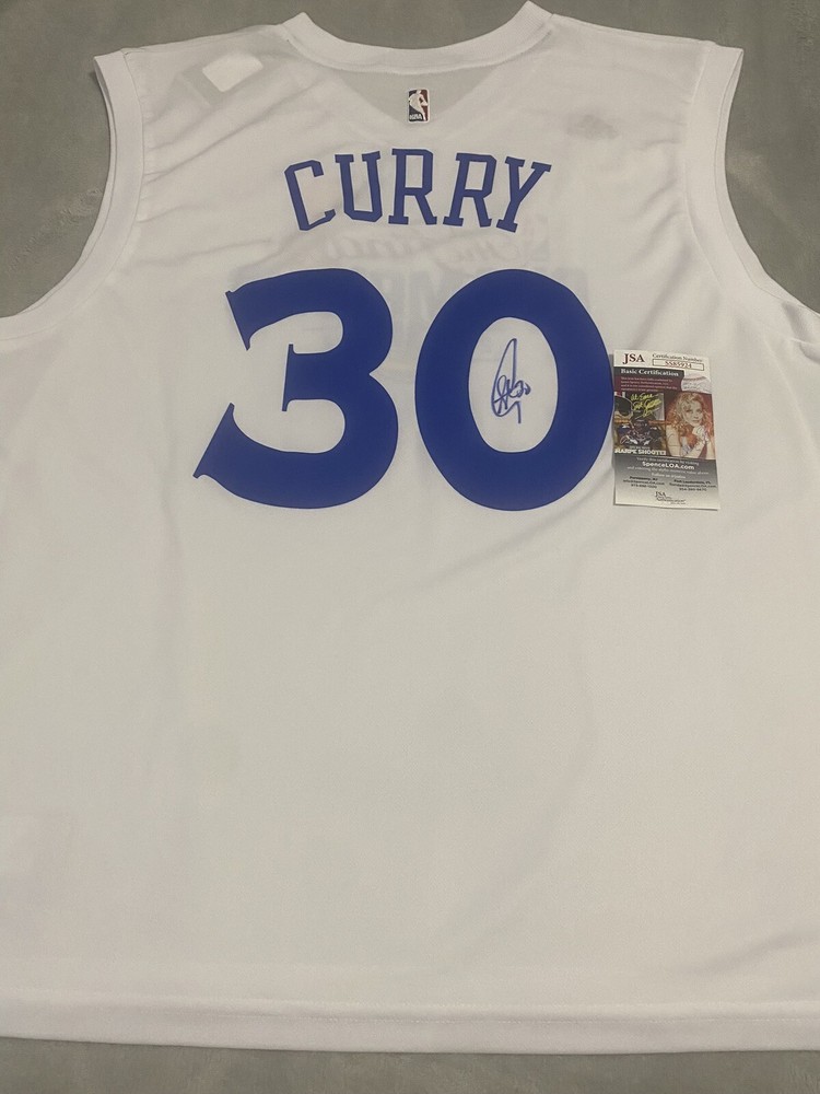 Stephen Curry Signed Warriors Adidas 2017 Champions Basketball Jersey JSA