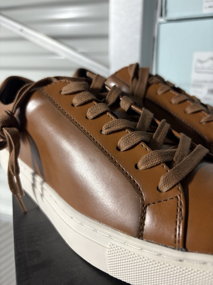 NEW Alfani Grayson Casual Sneakers Mens 12M Shoes Tan Faux Leather