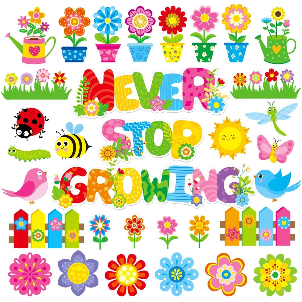 Omlisca 126 Pieces Spring Flowers Bulletin Board Classroom Decorations Floral...