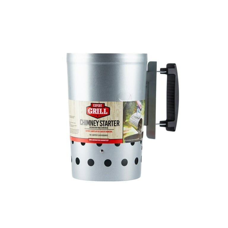 Expert Grill Chimney Starter with Safety Handle for Grilling ,Silver