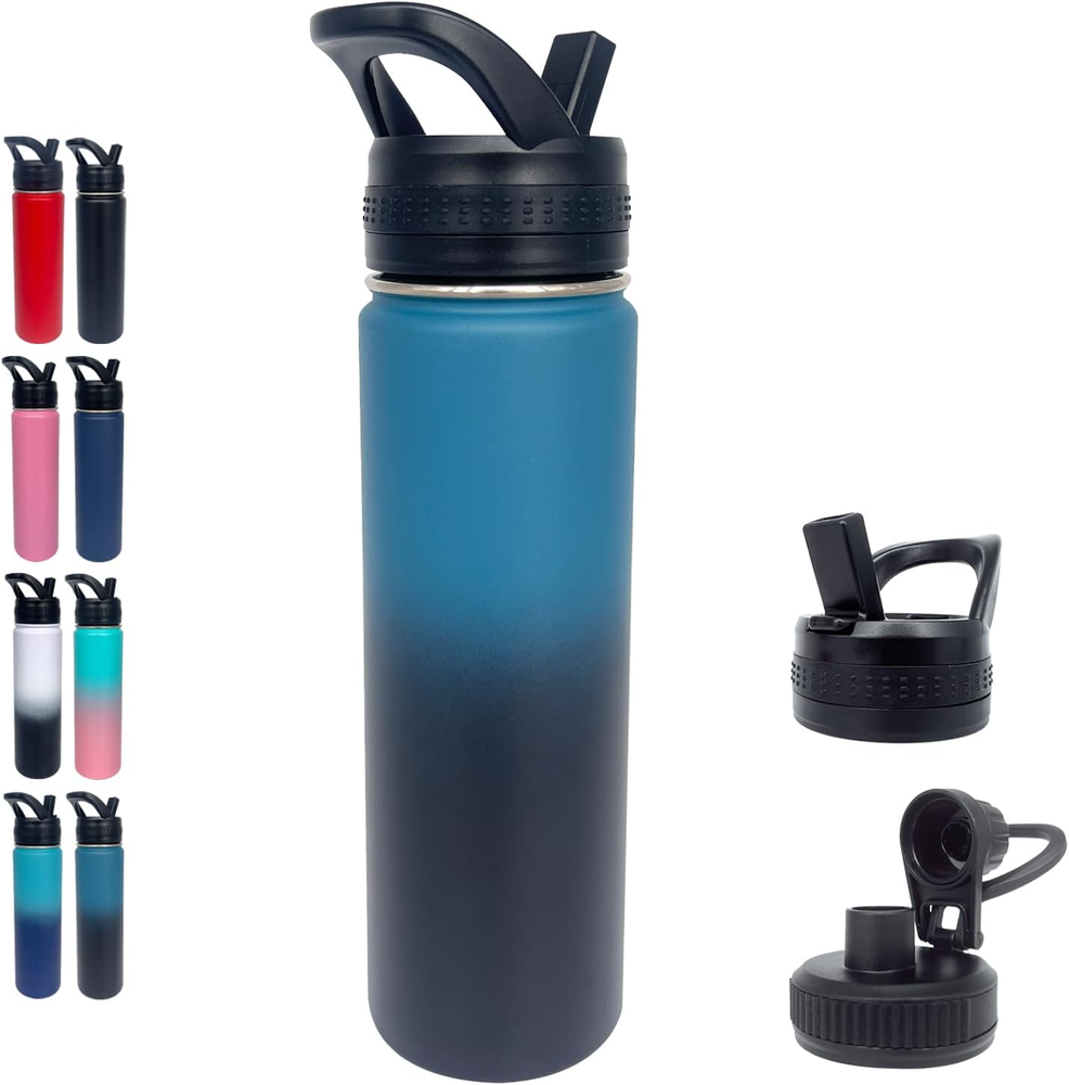 1Pack 22 Oz Insulated Water Bottle with Straw, Stainless Steel Sports Water Cup