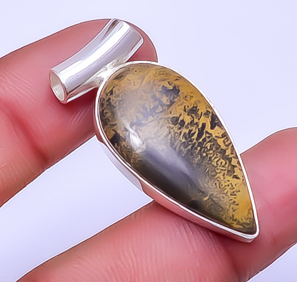 Honey Dendritic Opal - Mexico 925 Sterling Silver Pendant 1.56