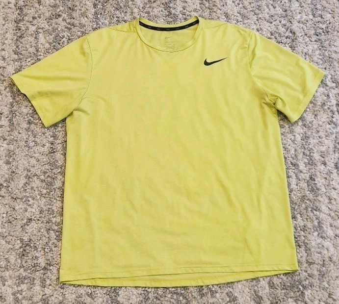 Nike Men's Dri-Fit Lime Yellow Shirt Essential Short Sleeve! XL Excellent