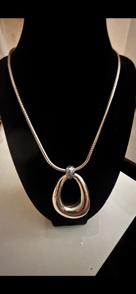 Brighton Modernist Teardrop Pendant Necklace with Silver Snake Chain 30 Inch